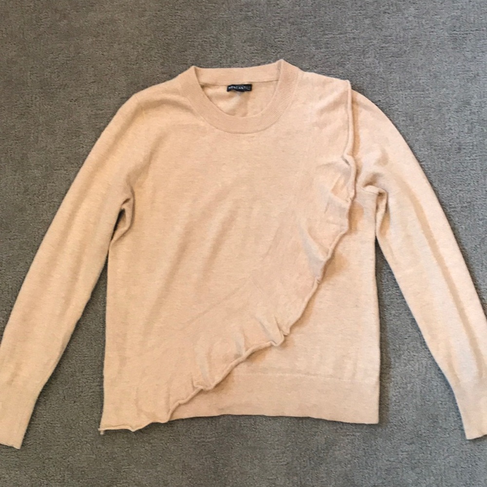 J.Crew Tan Wool Ruffled Sweater